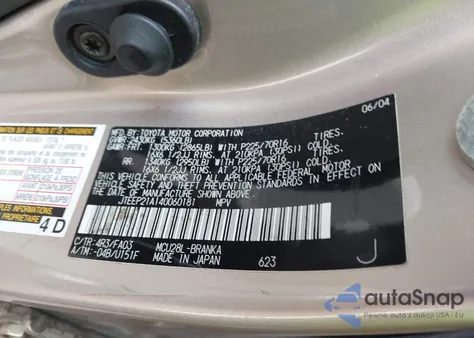 2004 Toyota Highlander V6 z USA, uszkodzony, nr VIN JTEEP21A140060181